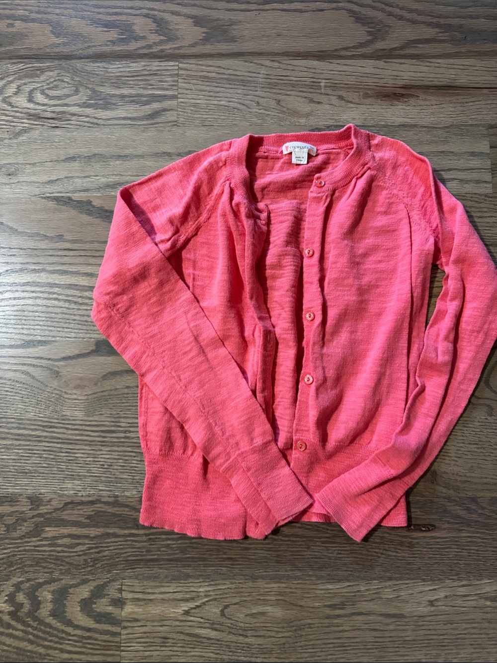 Crewcuts Coral-Pink Button Front Cardigan